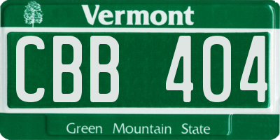 VT license plate CBB404