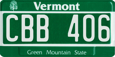 VT license plate CBB406