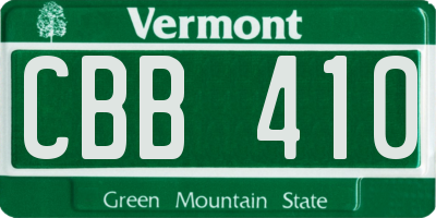 VT license plate CBB410