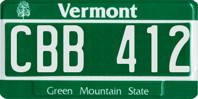 VT license plate CBB412