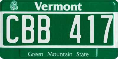 VT license plate CBB417