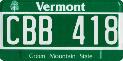 VT license plate CBB418