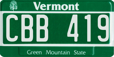 VT license plate CBB419