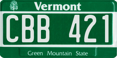 VT license plate CBB421