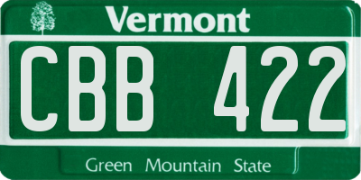 VT license plate CBB422