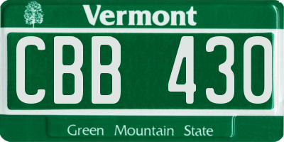 VT license plate CBB430