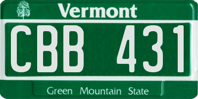 VT license plate CBB431