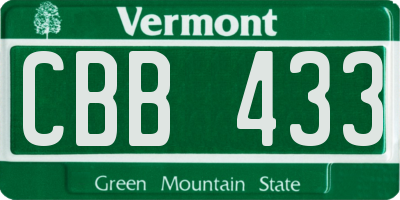 VT license plate CBB433
