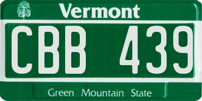 VT license plate CBB439