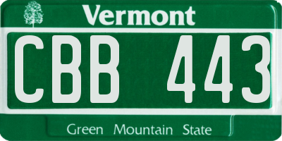 VT license plate CBB443
