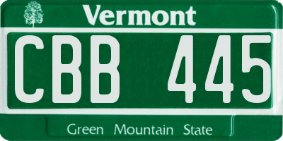 VT license plate CBB445
