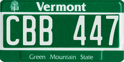 VT license plate CBB447