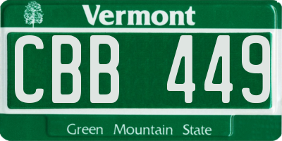 VT license plate CBB449