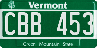 VT license plate CBB453