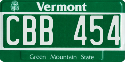 VT license plate CBB454