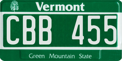 VT license plate CBB455
