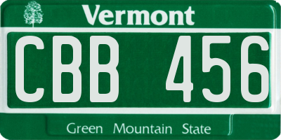 VT license plate CBB456