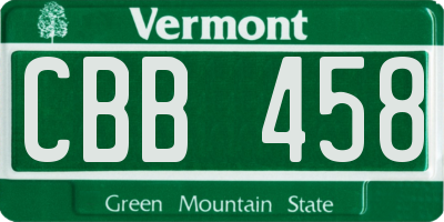 VT license plate CBB458