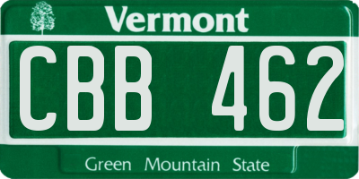 VT license plate CBB462