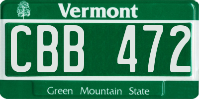 VT license plate CBB472