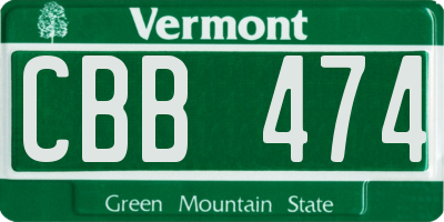 VT license plate CBB474