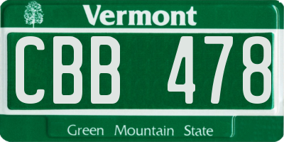 VT license plate CBB478