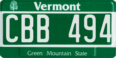 VT license plate CBB494