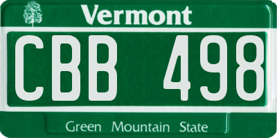VT license plate CBB498