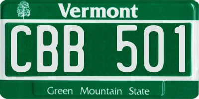 VT license plate CBB501