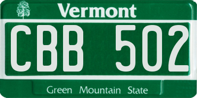 VT license plate CBB502