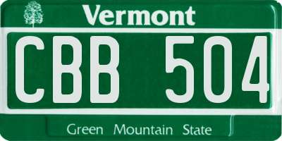 VT license plate CBB504