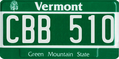 VT license plate CBB510