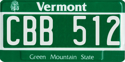 VT license plate CBB512