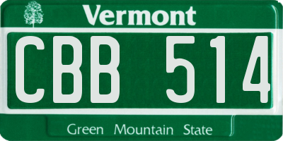 VT license plate CBB514