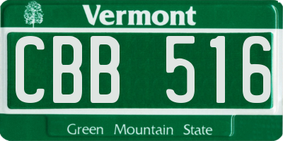 VT license plate CBB516