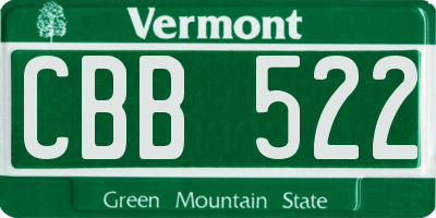 VT license plate CBB522