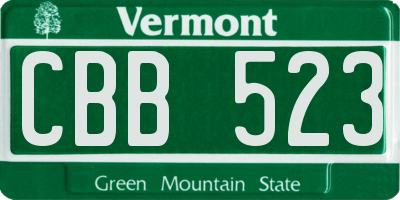 VT license plate CBB523