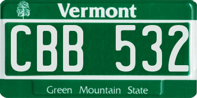 VT license plate CBB532