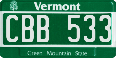 VT license plate CBB533