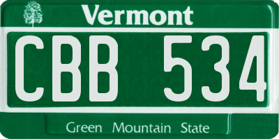 VT license plate CBB534