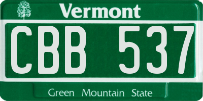 VT license plate CBB537