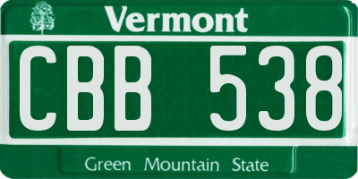 VT license plate CBB538