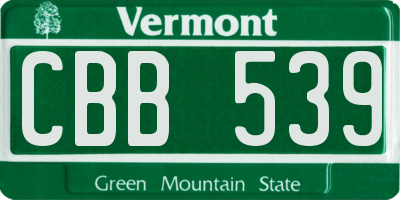 VT license plate CBB539
