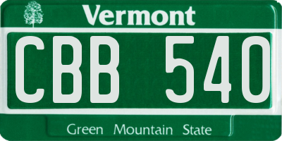 VT license plate CBB540