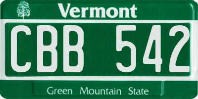 VT license plate CBB542