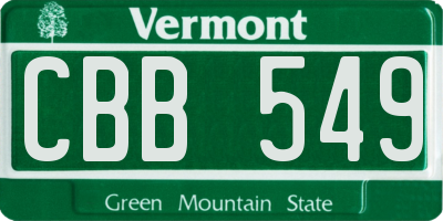 VT license plate CBB549