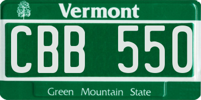 VT license plate CBB550