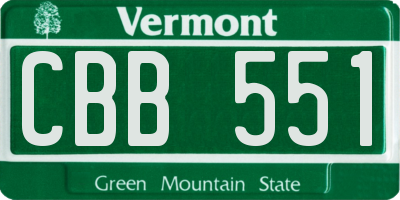 VT license plate CBB551