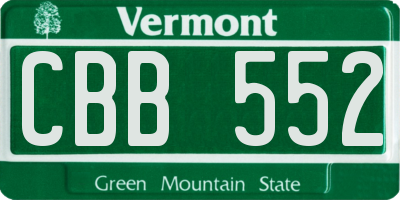 VT license plate CBB552