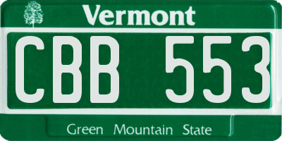 VT license plate CBB553